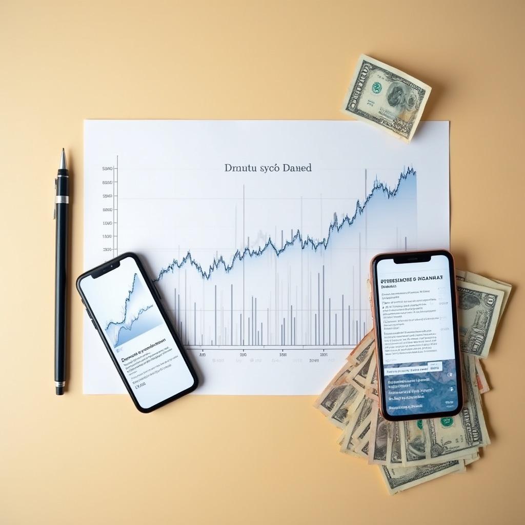 Financial charts and economic indicators on a desk